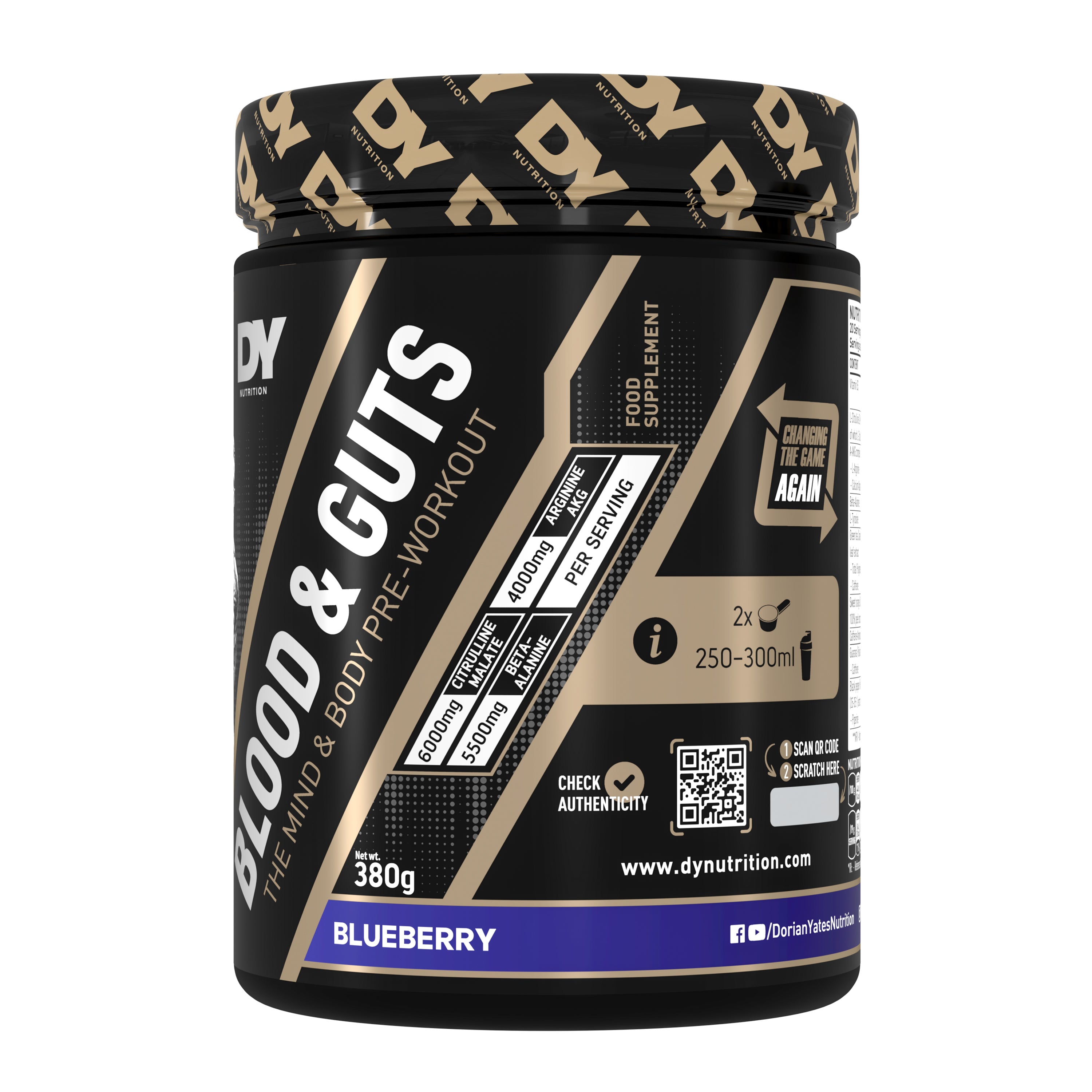 DY Blood and Guts Pre-Workout 380g - blueberry