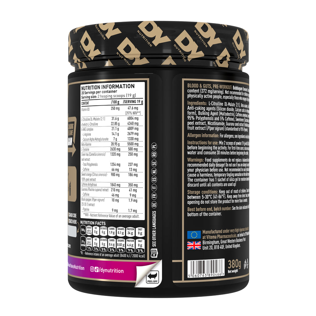 DY Blood and Guts Pre-Workout 380g - Bubble Gum