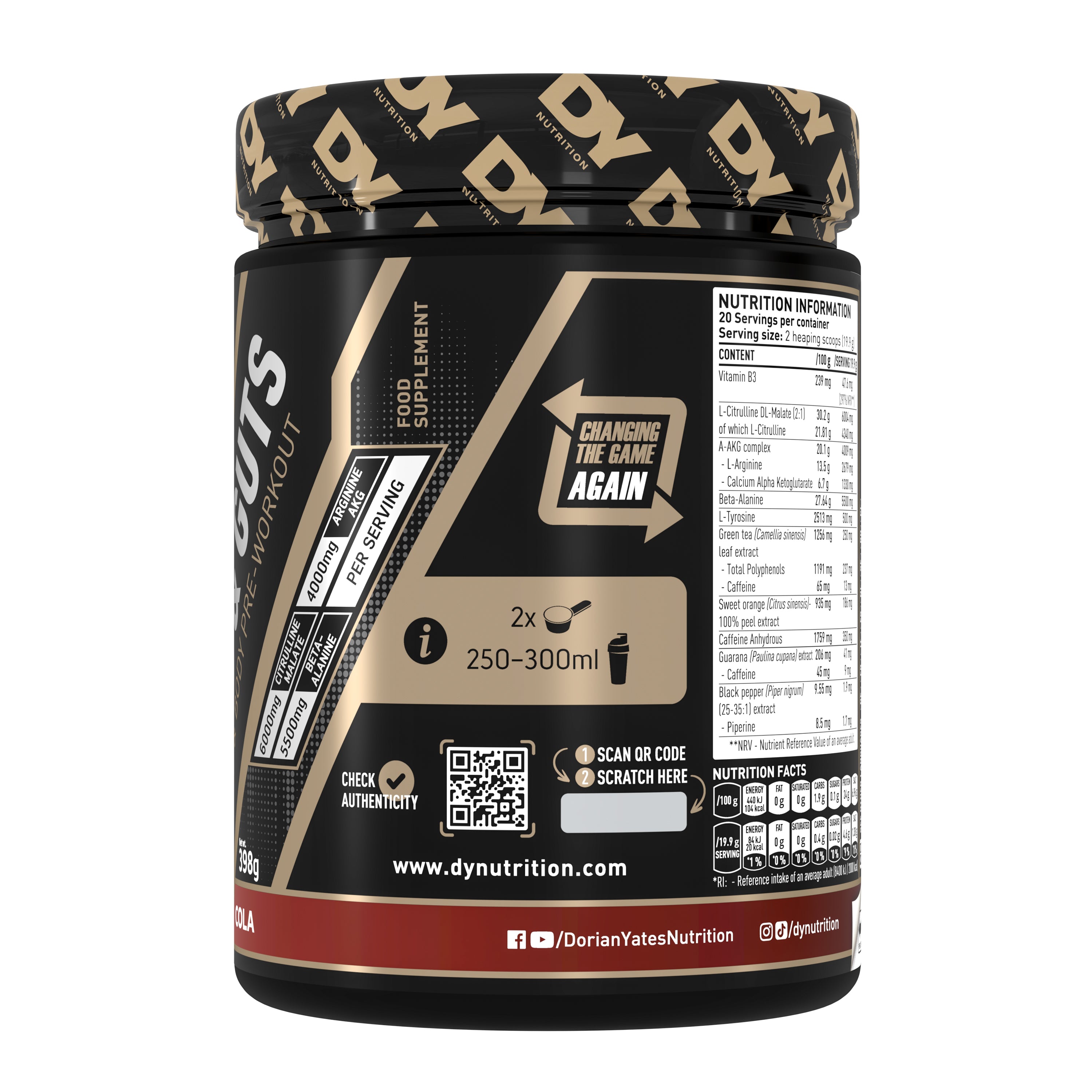 DY Blood and Guts Pre-Workout 380g -cola