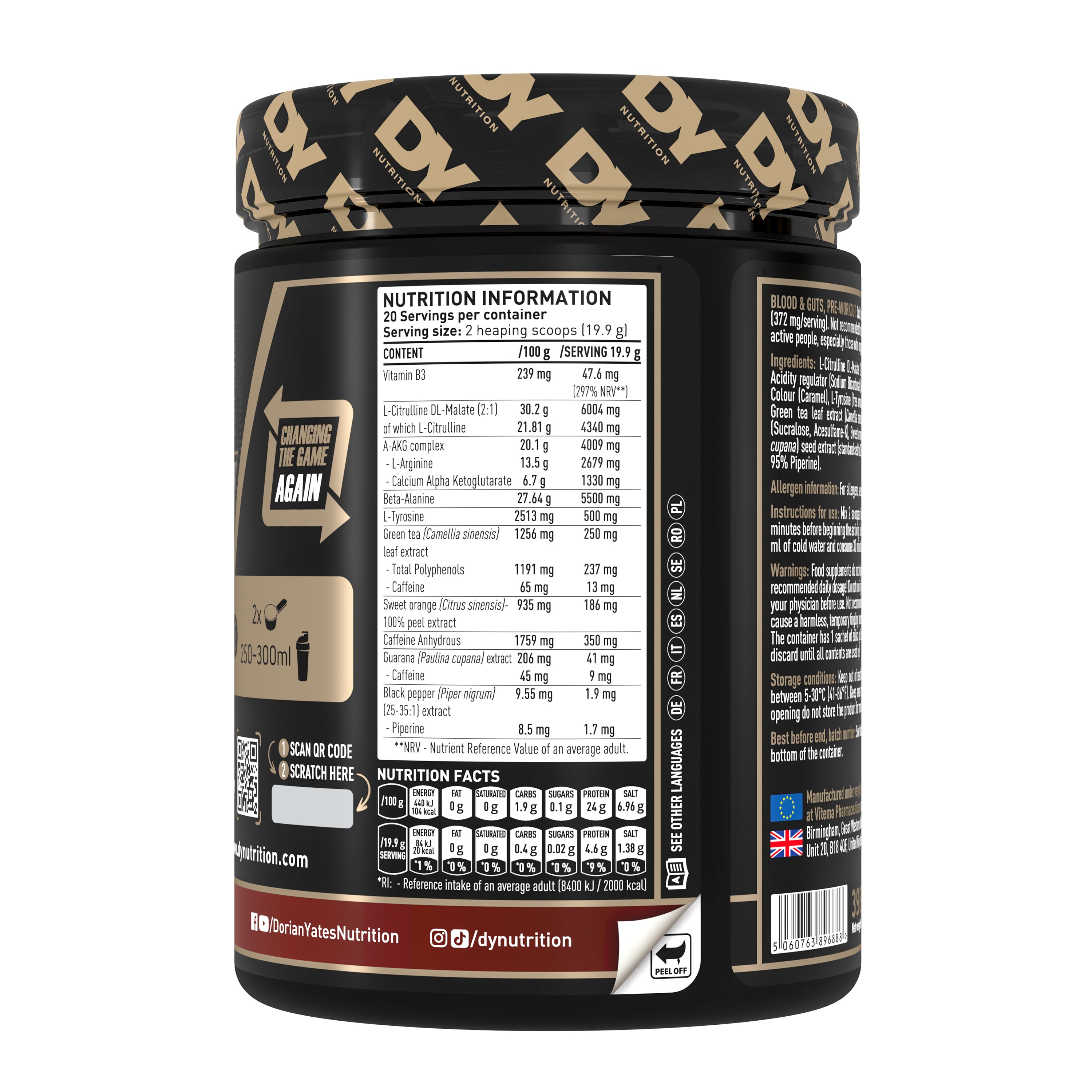 DY Blood and Guts Pre-Workout 380g -cola