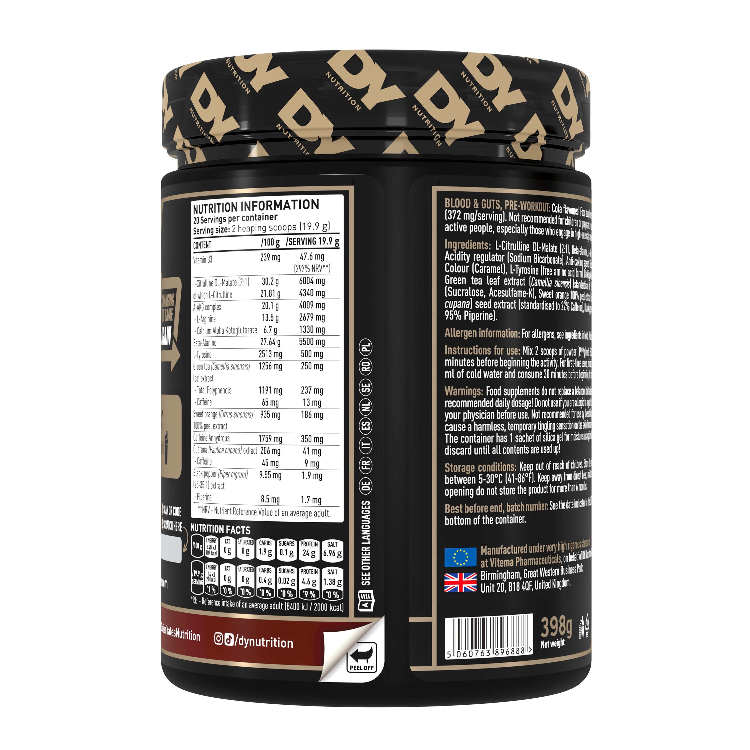 DY Blood and Guts Pre-Workout 380g -cola