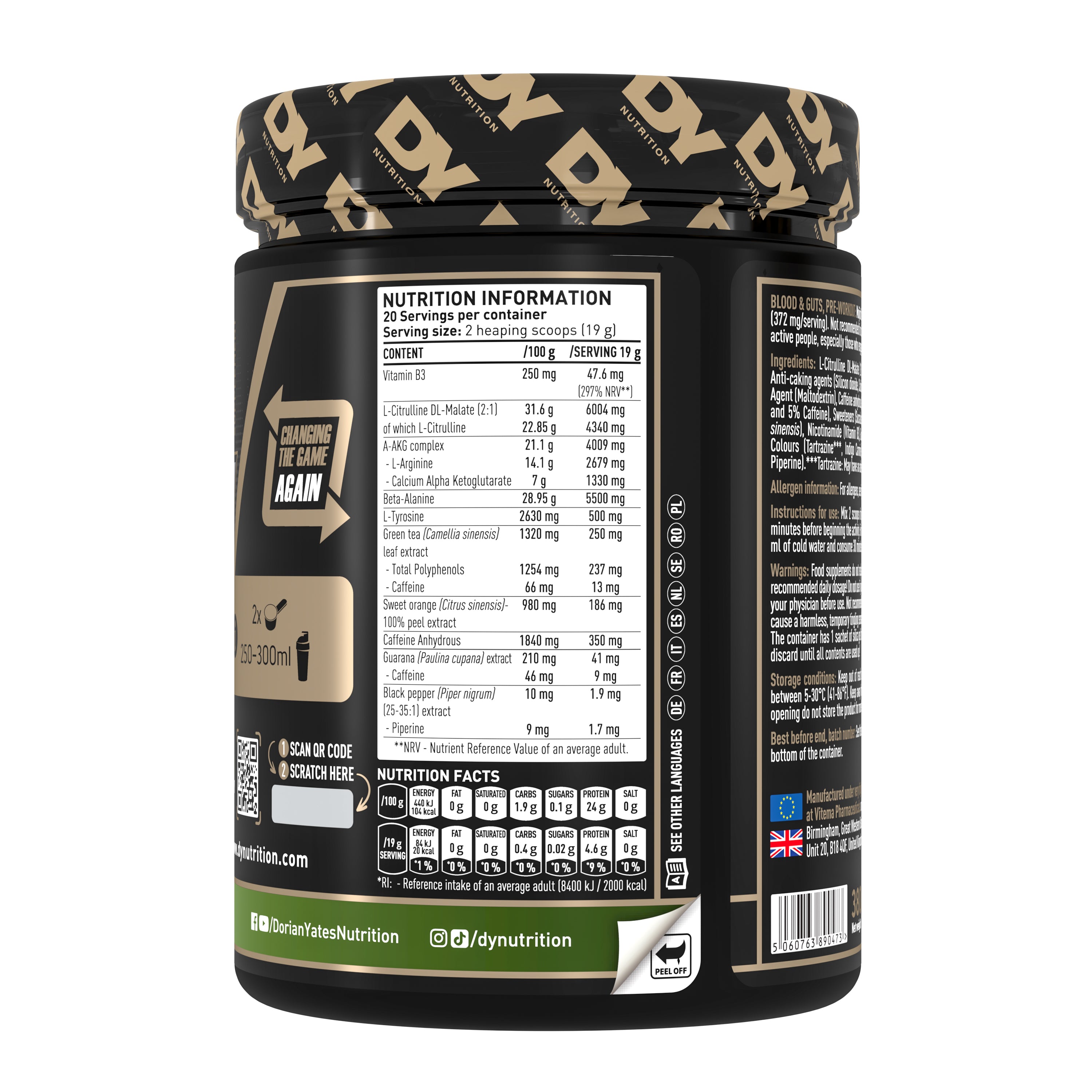 DY Blood and Guts Pre-Workout 380g - Mojito
