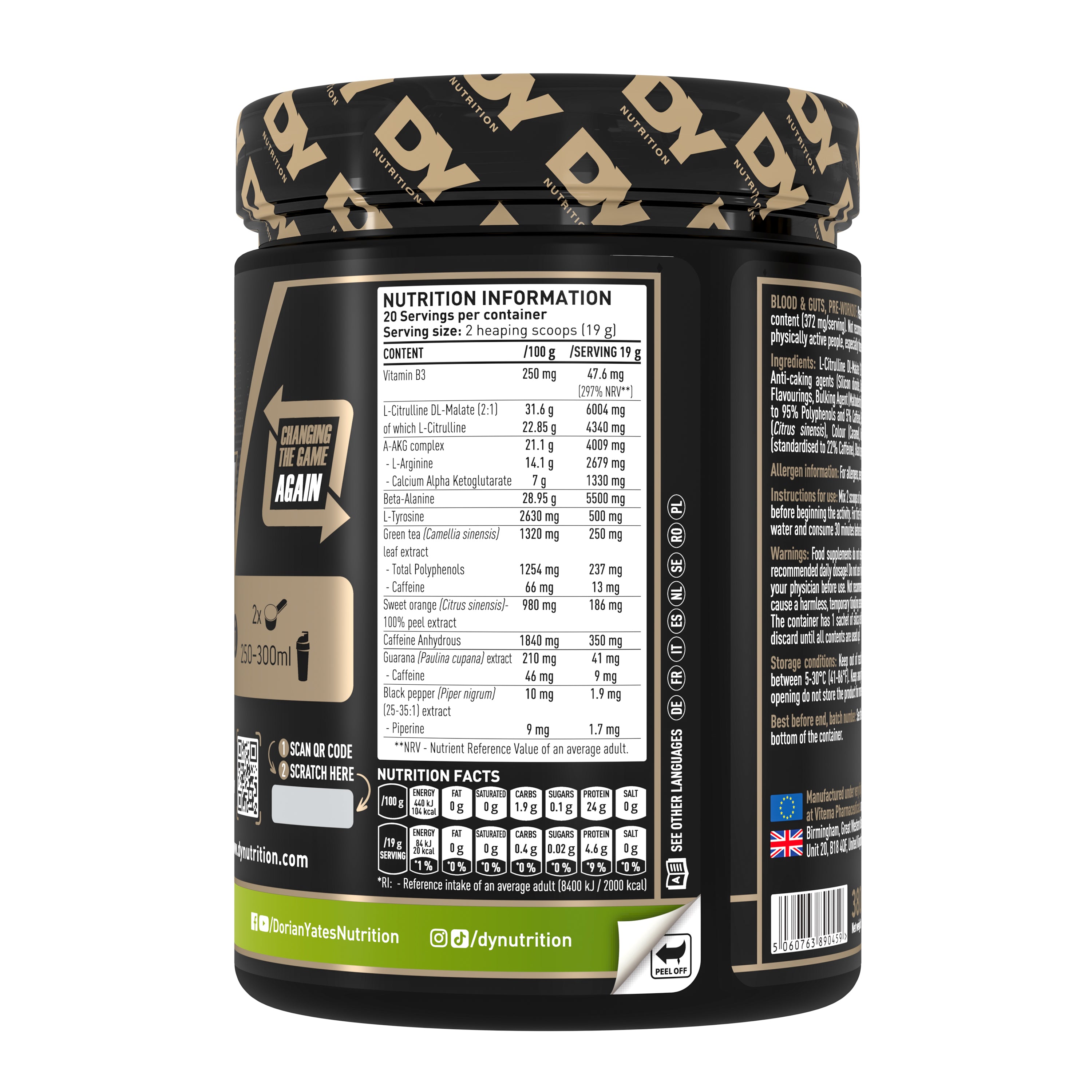 DY Blood and Guts Pre-Workout 380g - pear kiwi
