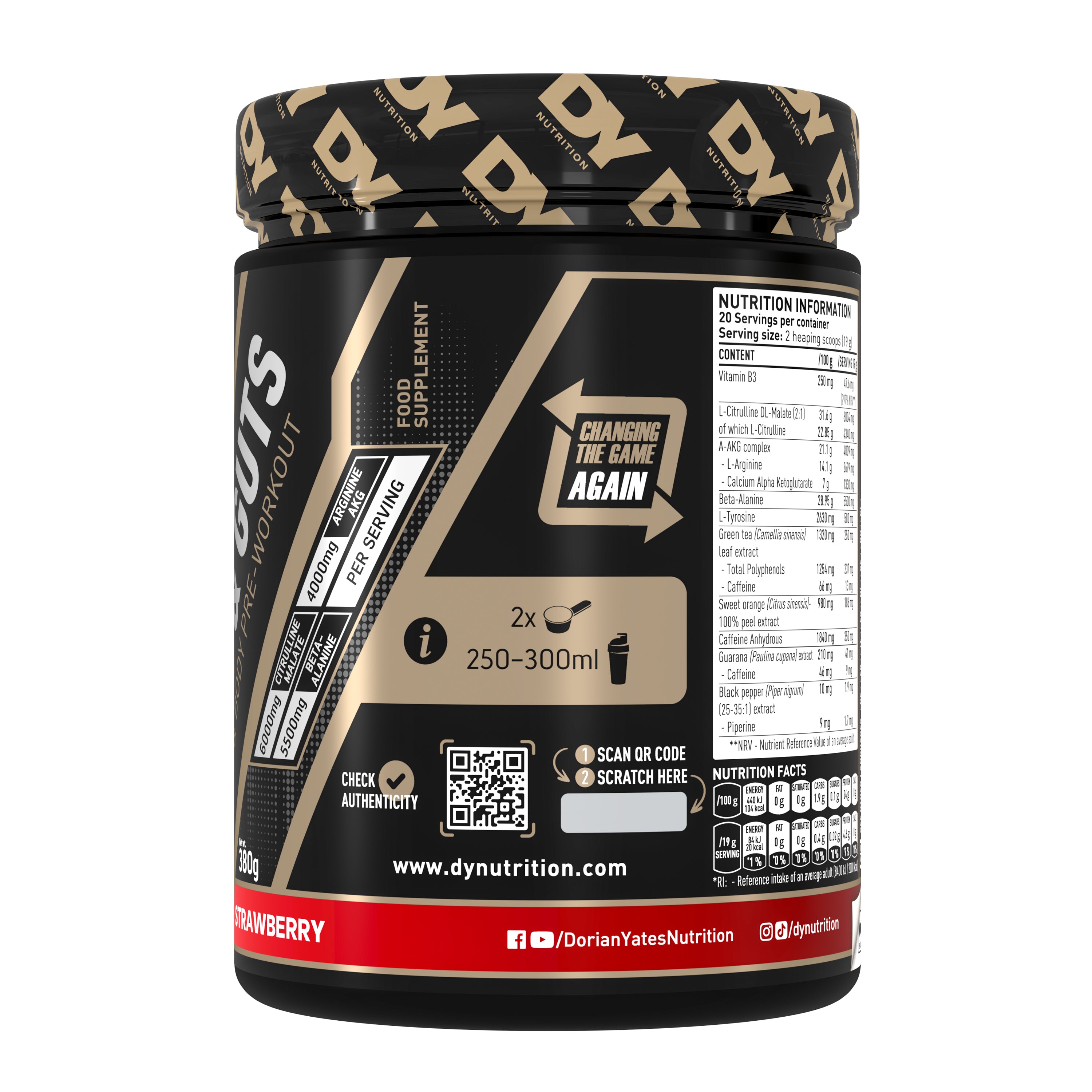 DY Blood and Guts Pre-Workout 380g - strawbery