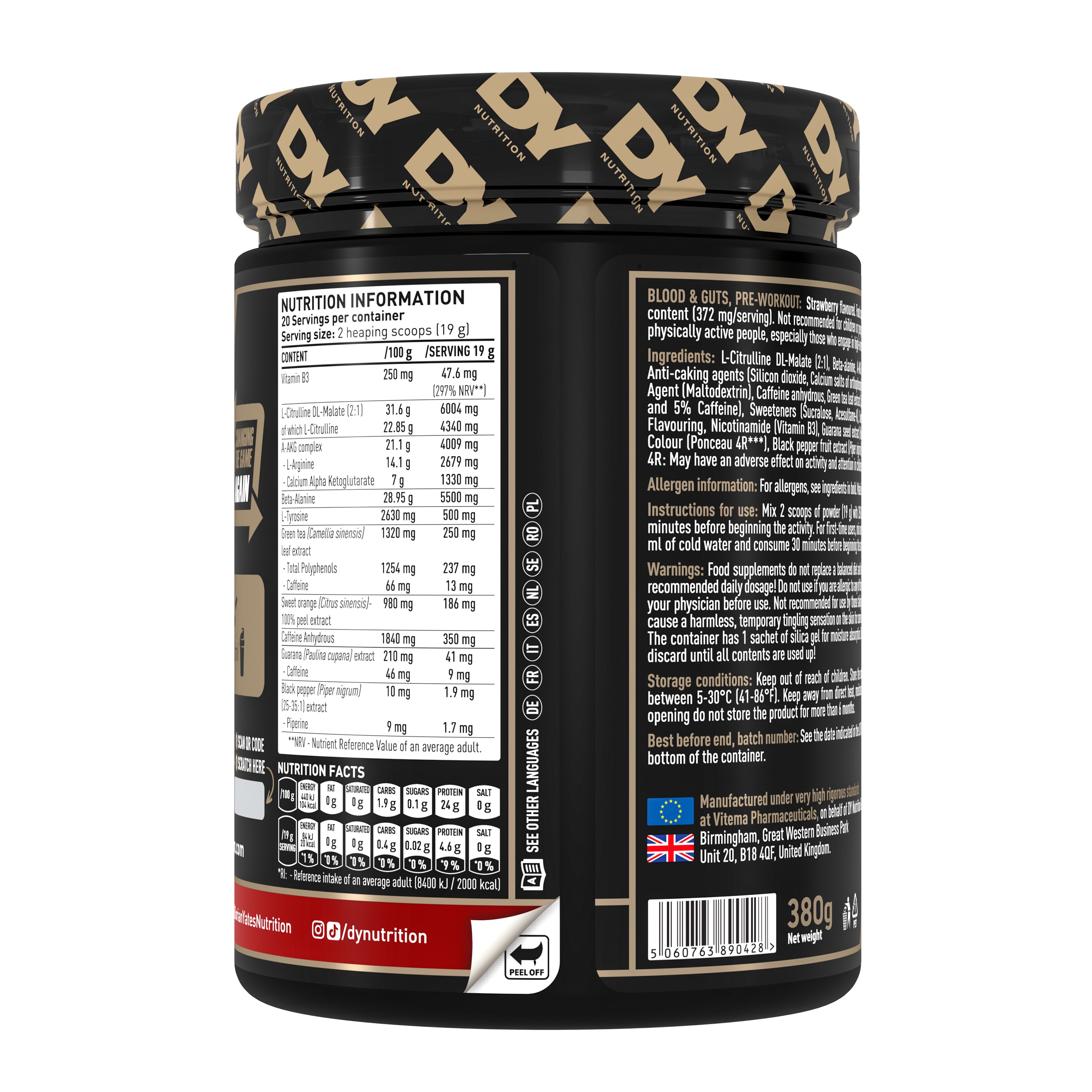 DY Blood and Guts Pre-Workout 380g - strawbery