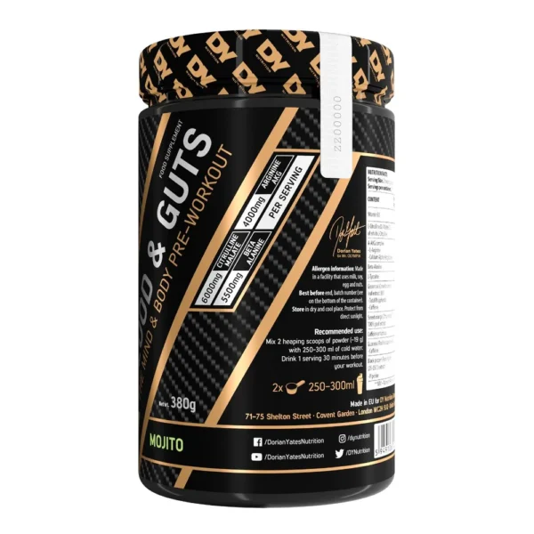 DY Pre-Workout Blood and Guts 380g, 20 Servings - Image 2